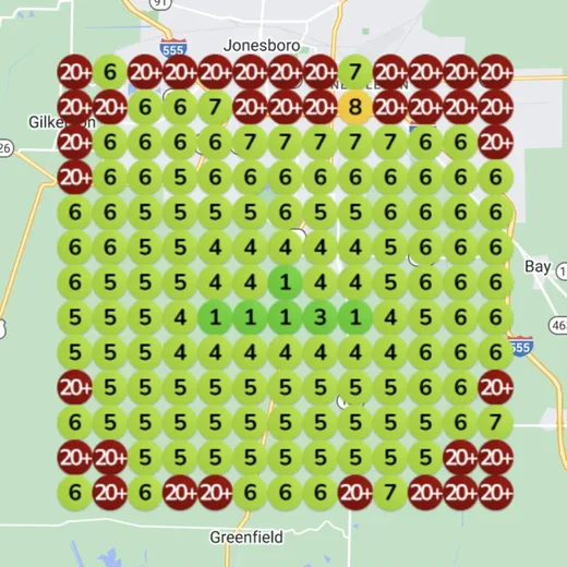 Contractor heatmap before Paige
