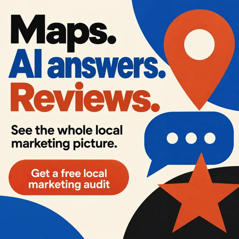 Ad graphic: Maps. AI answers. Reviews.