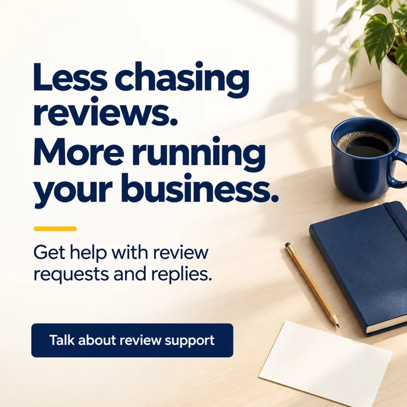 Ad graphic: Less chasing reviews. More running your business.
