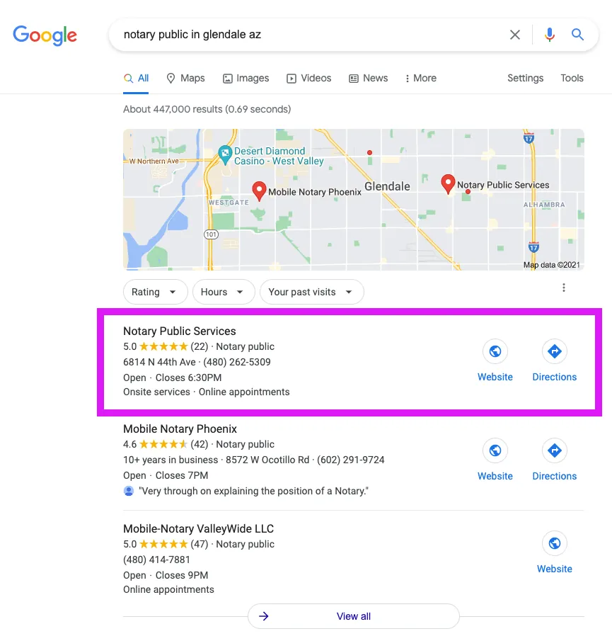Listing in Google Maps