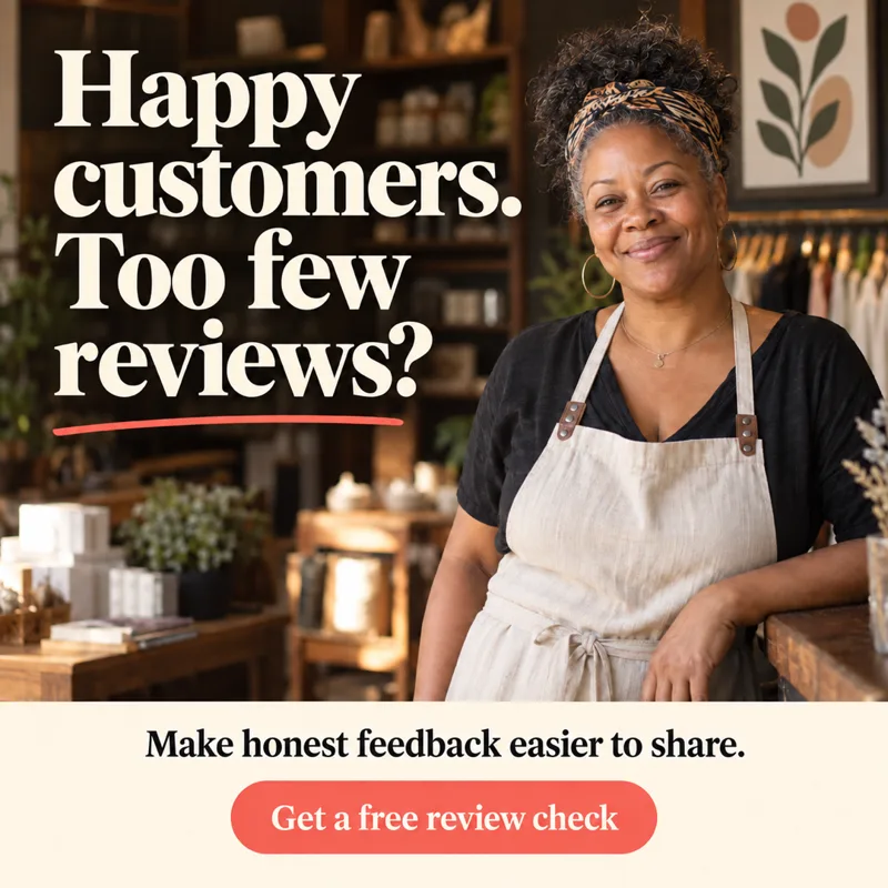 Ad graphic: Happy customers. Too few reviews?
