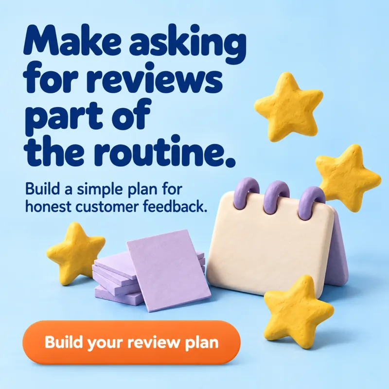 Ad graphic: Make asking for reviews part of the routine.