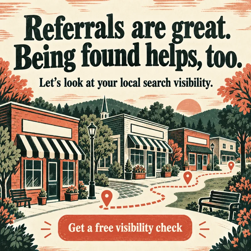 Ad graphic: Referrals are great. Being found helps, too.