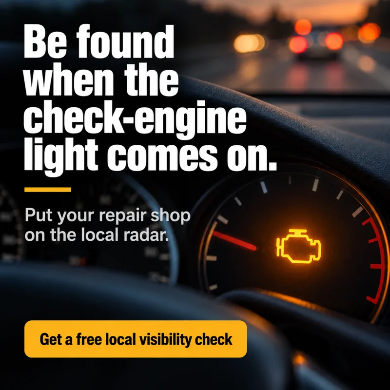 Ad graphic: Be found when the check-engine light comes on.