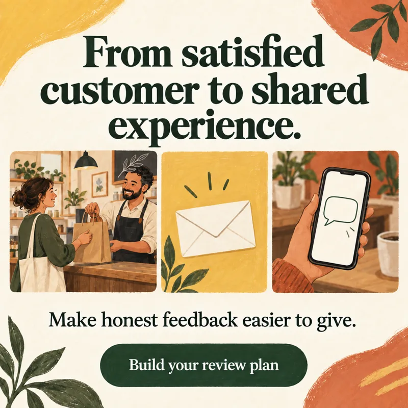 Ad graphic: From satisfied customer to shared experience.