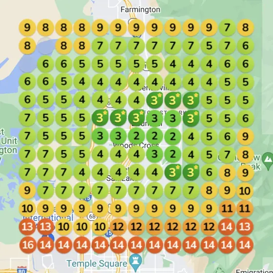 Golf simulator studio heatmap after 2 months of Paige