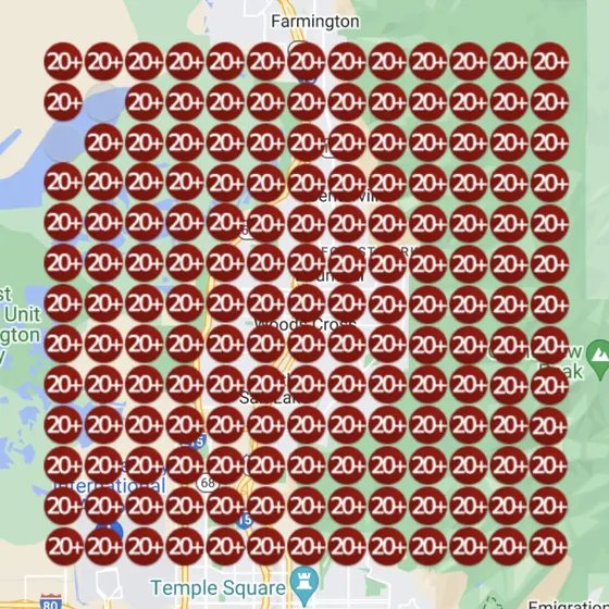 Golf simulator studio heatmap before Paige
