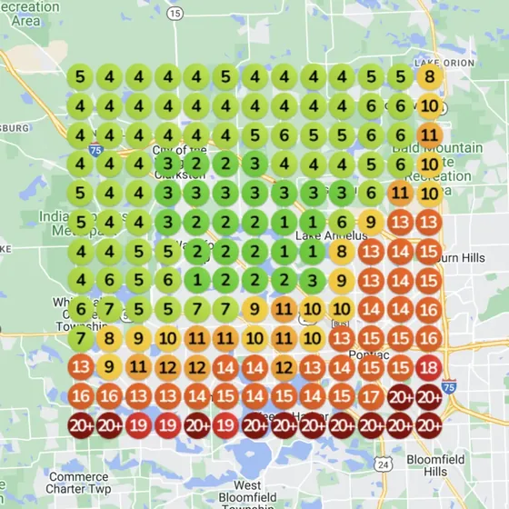 Laundry service heatmap before Paige