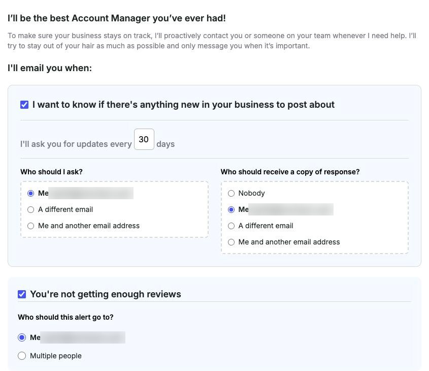 Choose which emails you get, and who gets them