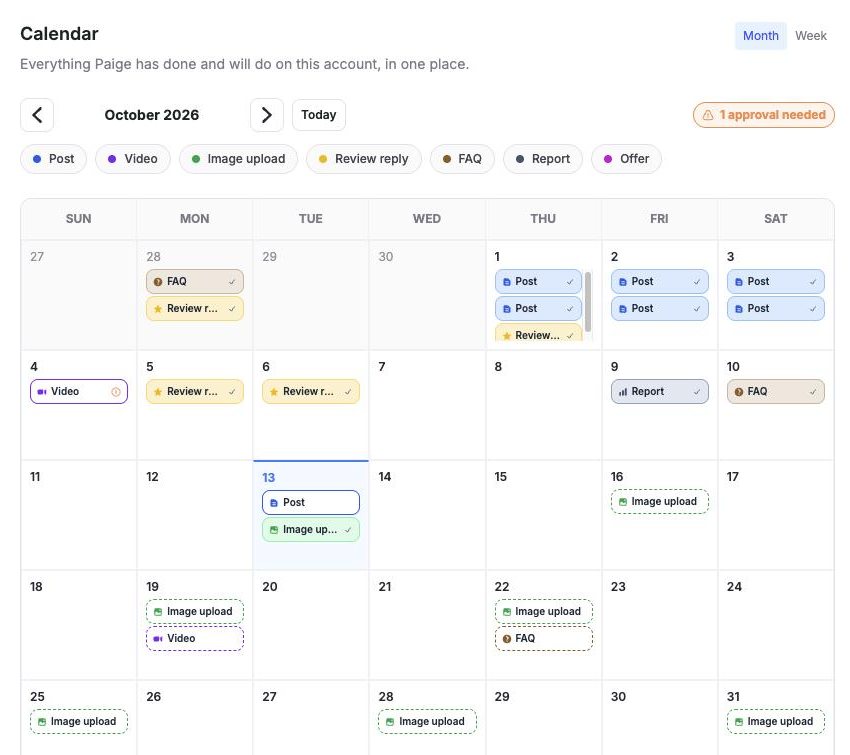 Everything Paige has done and will do, on one calendar