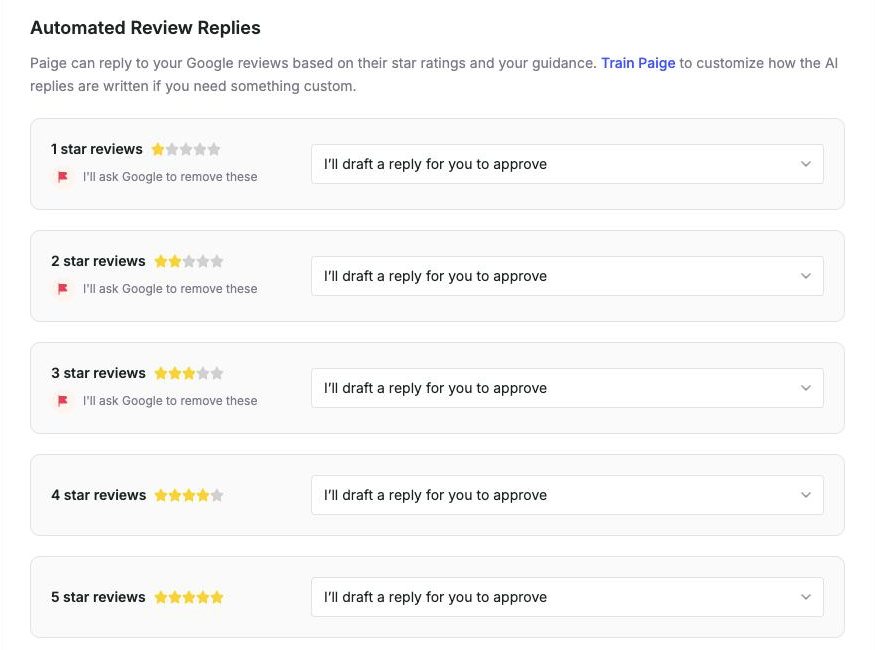 A reply rule for every star rating