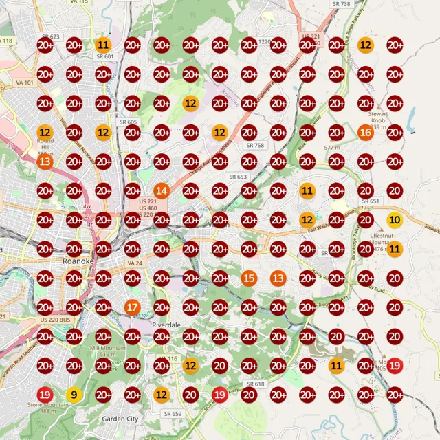 The Hybrid Clinic Wellness Center Google Maps rank heatmap before Paige