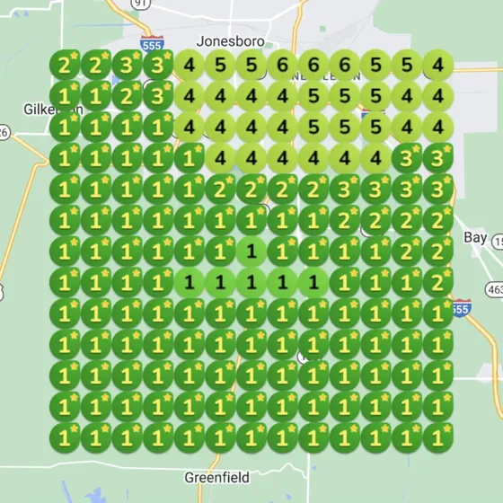 Water damage contractor heatmap after 1 month of Paige